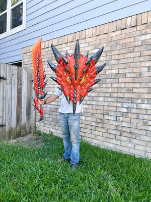 Halberion serrated blade with dragon head shield