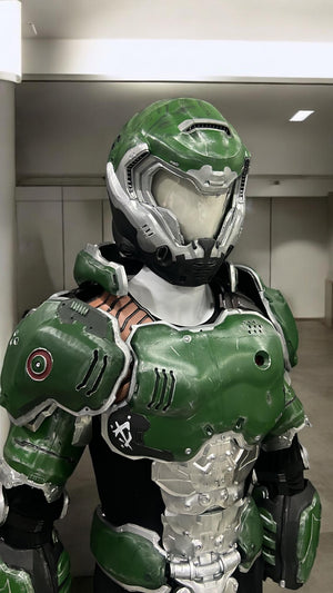 Doom Slayer armor cosplay set side view painted