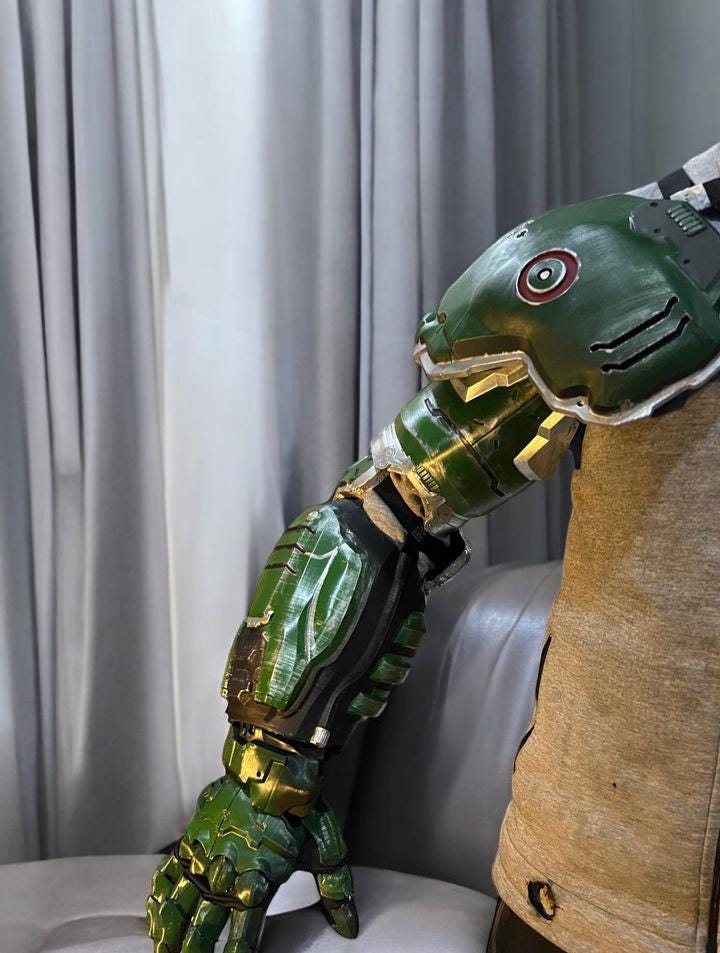 Doom Slayer cosplay armor detail close up