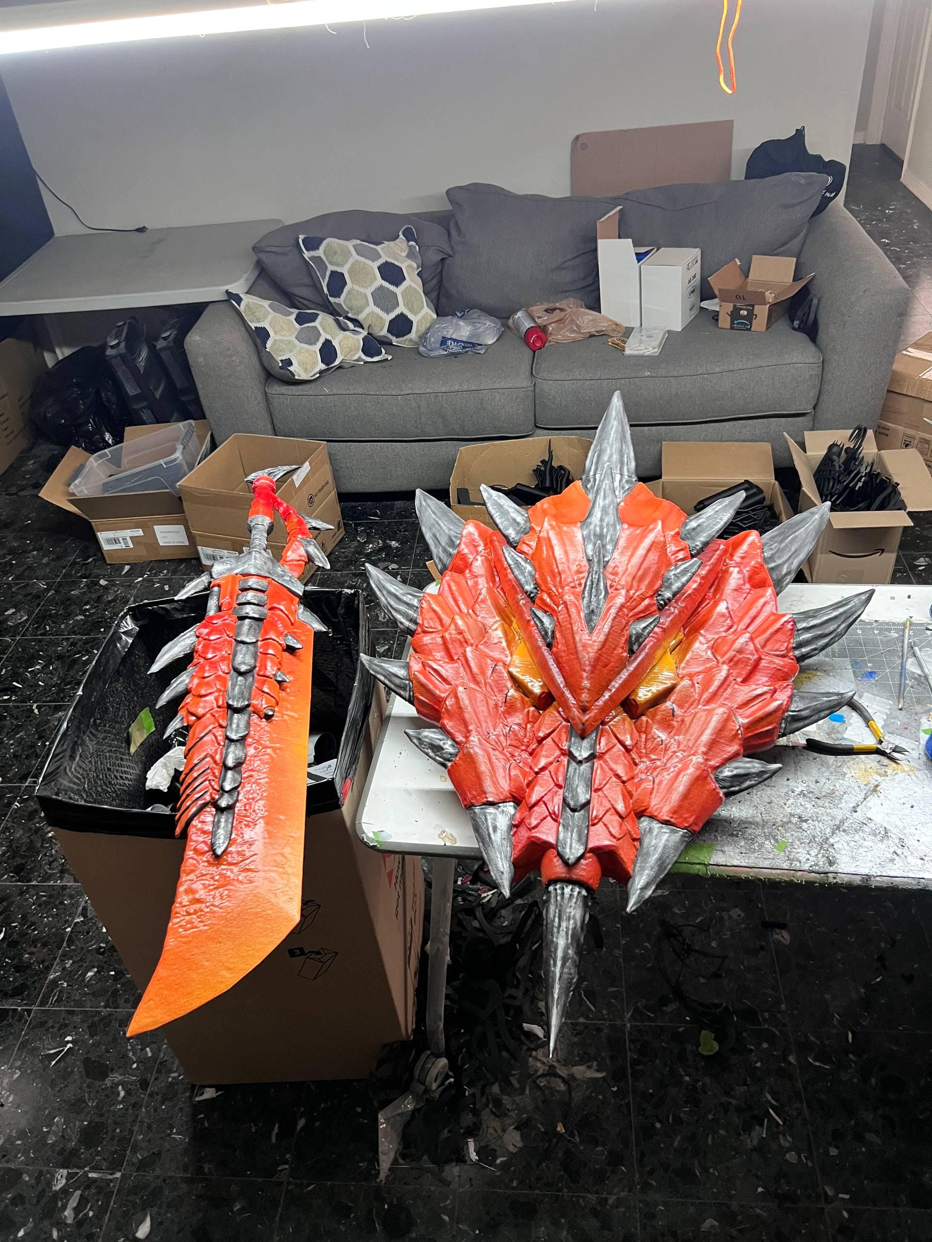 Halberion orange and silver fantasy sword and shield